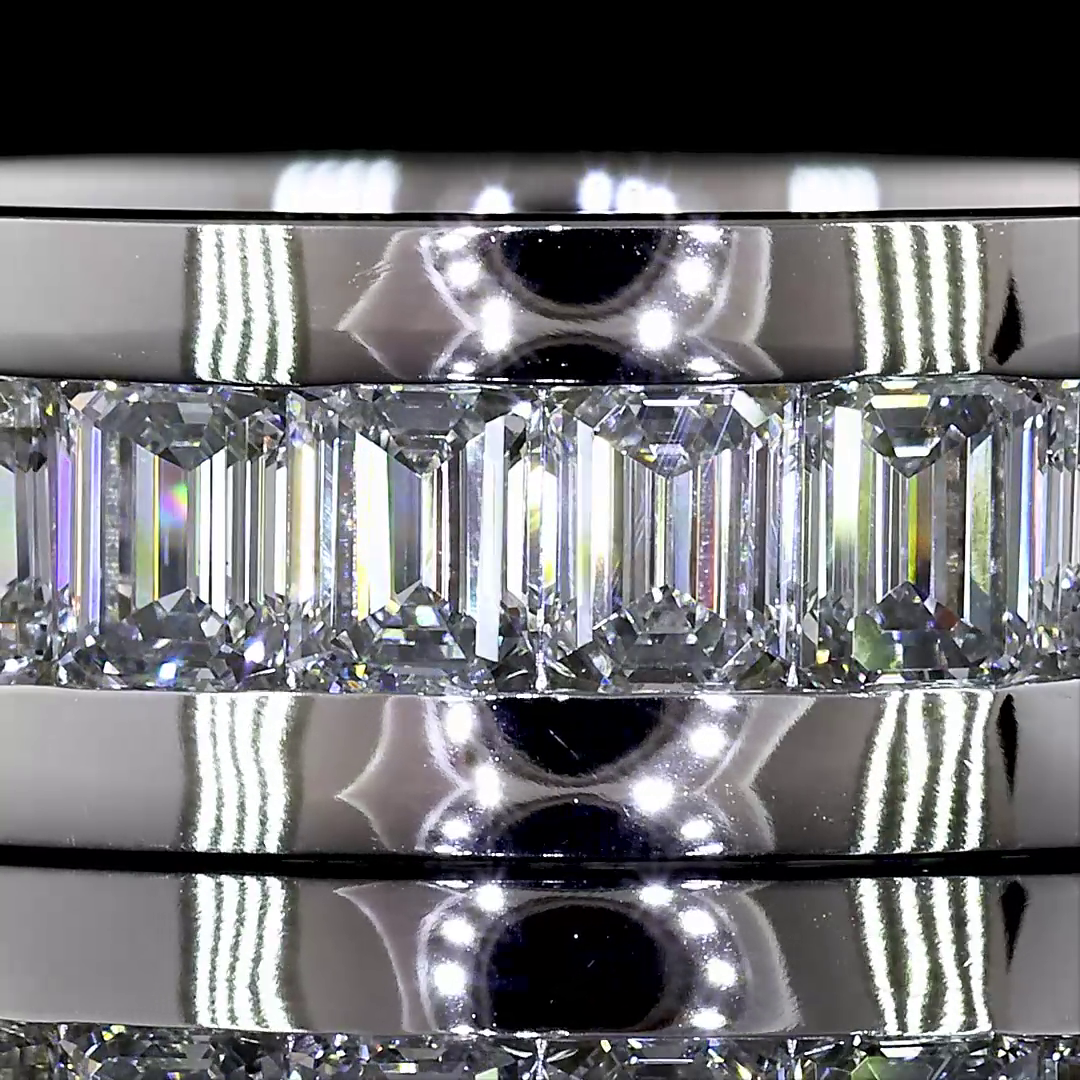 Lab-Grown 3.49 Carat Emerald E-VS Diamond 14K White Gold Eternity Band Eternity 