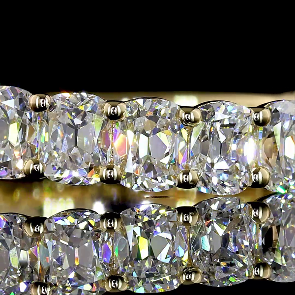 Lab-Grown 2.2 Carat Antique Cushion E-VS Diamond 14K Yellow Gold 3/4 Band Eterni