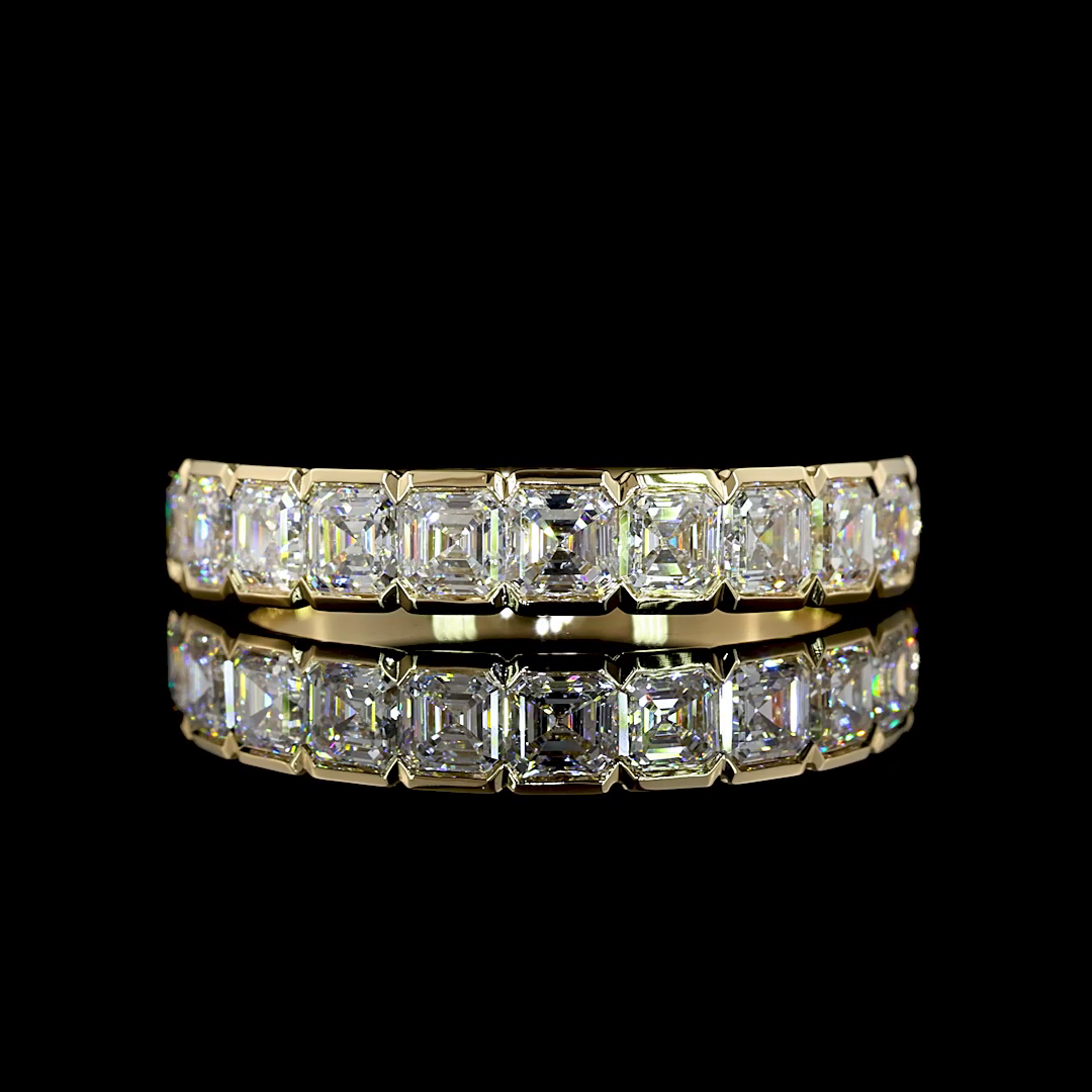 Lab-Grown 1.6 Carat Asscher E-VS Diamond 14K Yellow Gold Half Eternity Band