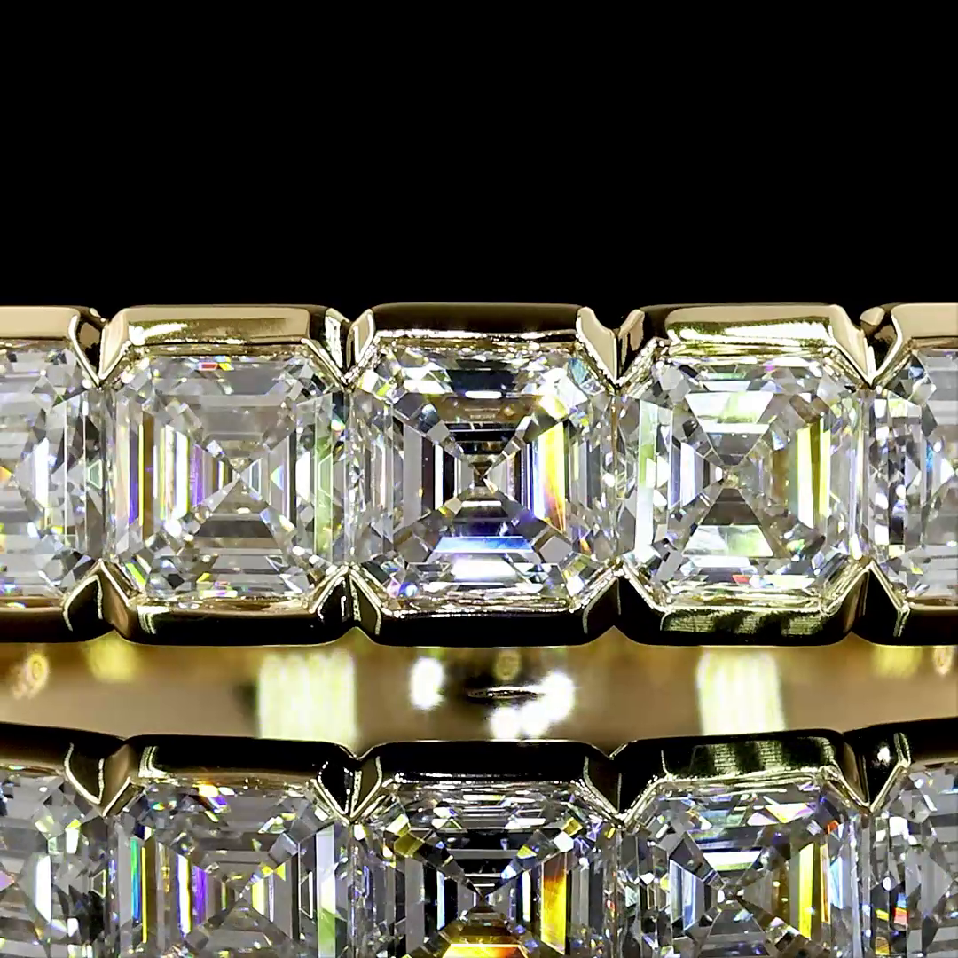 Lab-Grown 1.6 Carat Asscher E-VS Diamond 14K Yellow Gold Half Eternity Band