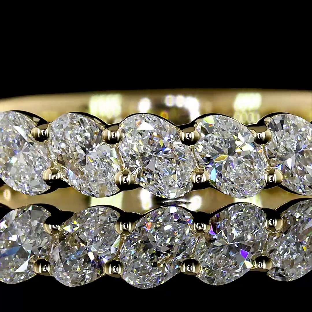 Lab-Grown 1.12 Carat Oval E-VS Diamond 14K Yellow Gold 3/4 Band Eternity Band