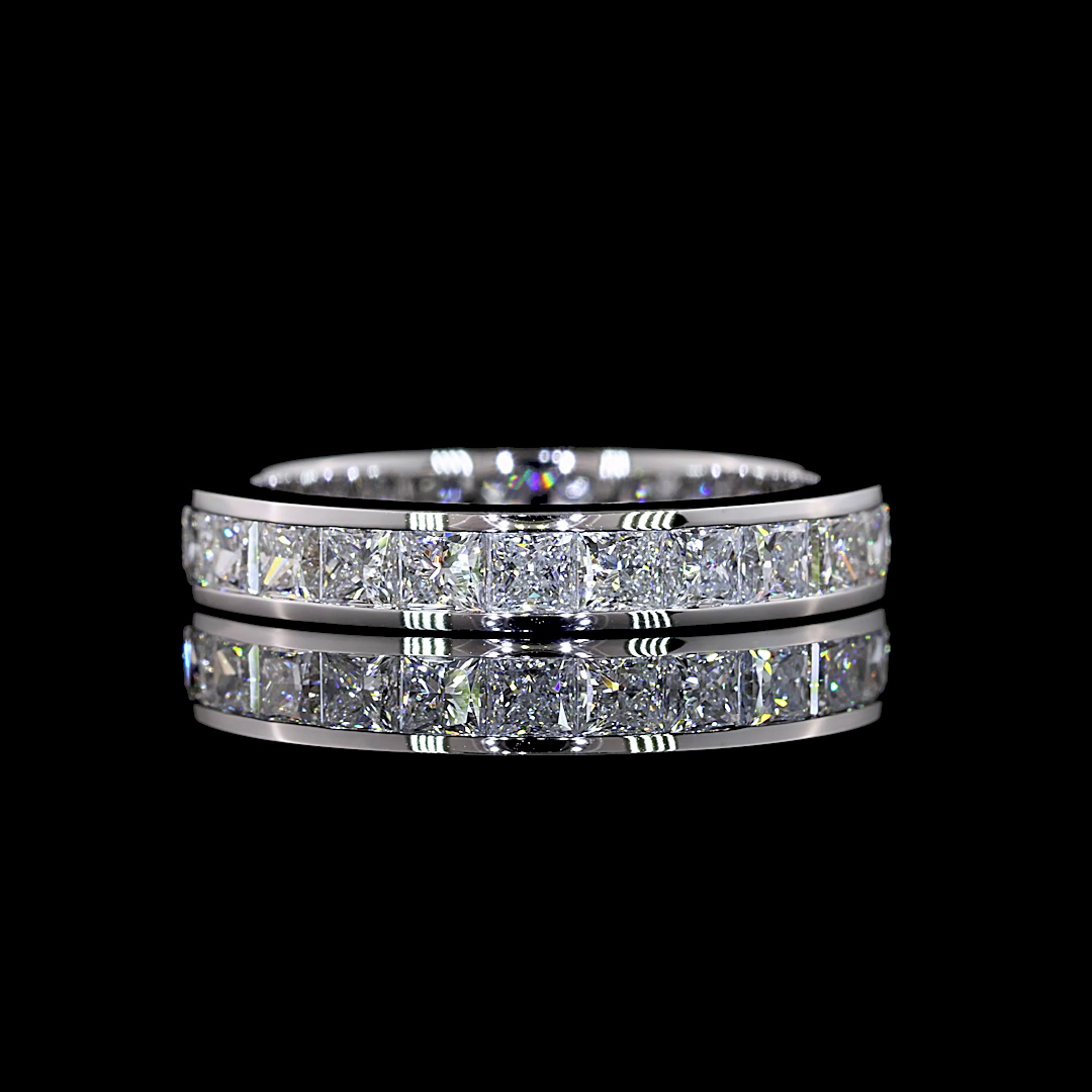 Lab-Grown 2.51 Carat Princess E-VS Diamond 14K White Gold Eternity Band Eternity