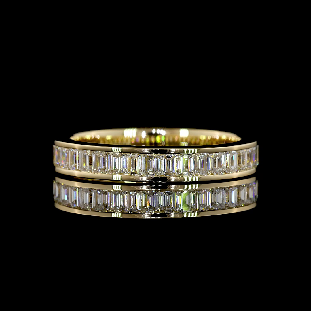 Lab-Grown 1.22 Carat Emerald E-VS Diamond 14K Yellow Gold Eternity Band Eternity