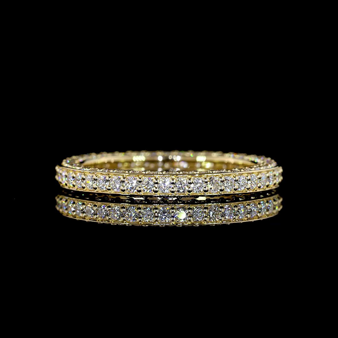 Lab-Grown 1.29 Carat Round E-VS Diamond 14K Yellow Gold Eternity Band Eternity B