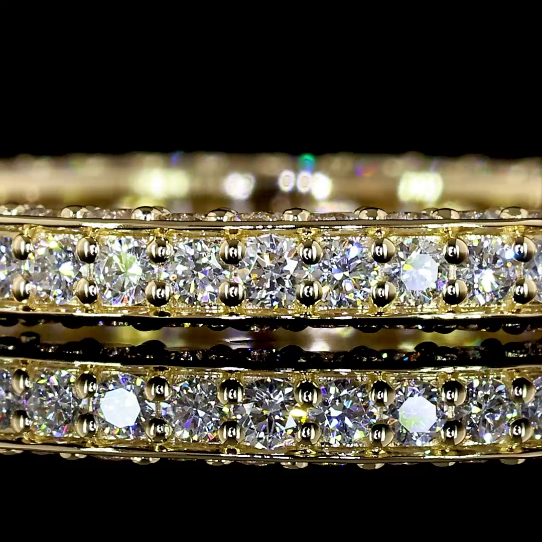 Lab-Grown 1.29 Carat Round E-VS Diamond 14K Yellow Gold Eternity Band Eternity B