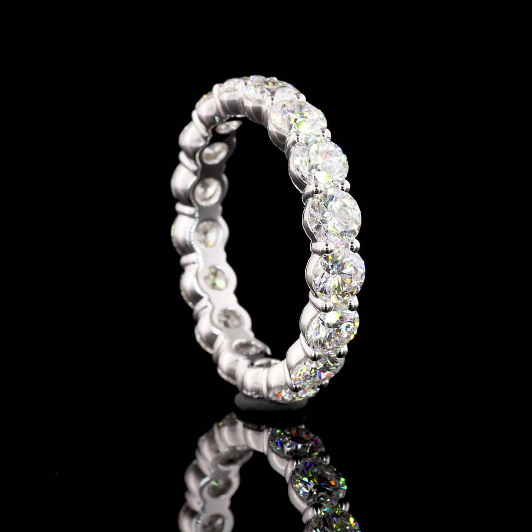 Lab-Grown 3.25 Carat Round F-VS2 Diamond 14K White Gold Eternity Band Eternity B
