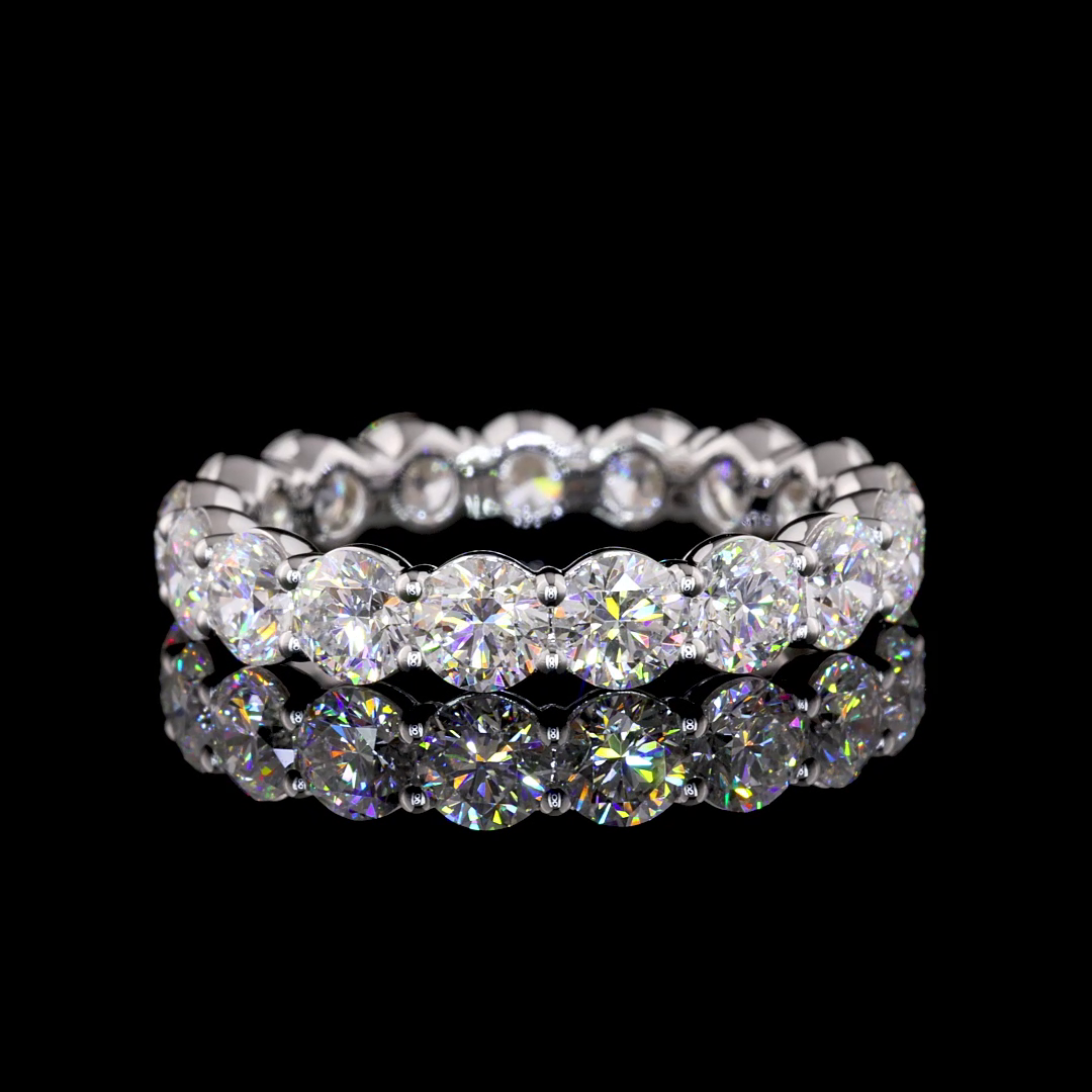Lab-Grown 3.25 Carat Round F-VS2 Diamond 14K White Gold Eternity Band Eternity B
