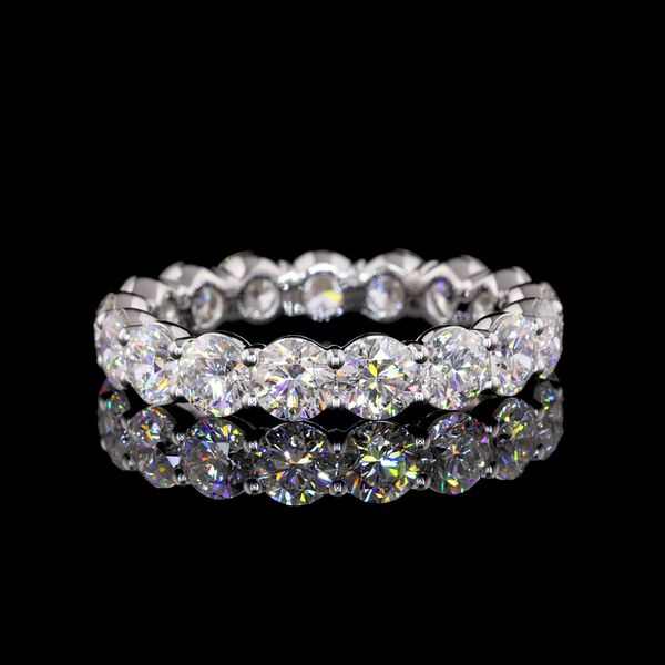 Lab-Grown 3.25 Carat Round F-VS2 Diamond 14K White Gold Eternity Band Eternity B