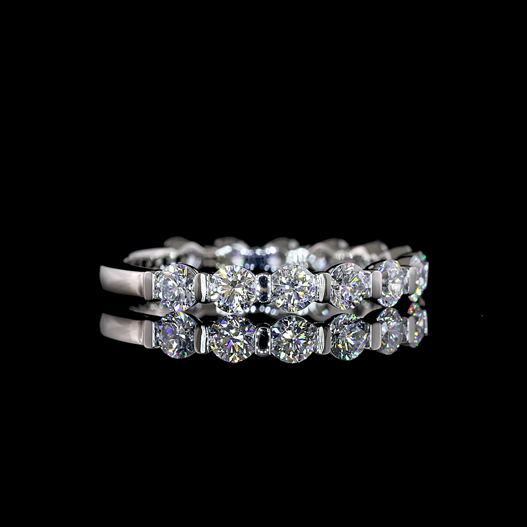 Lab-Grown 1.07 Carat Round E-F-VS Diamond Platinum 3/4 Band Eternity Band