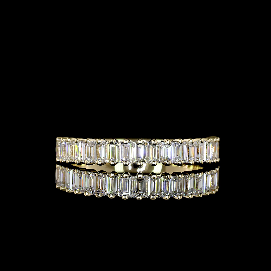 Lab-Grown 0.76 Carat  E-F-VS Diamond 14K Yellow Gold Half Eternity Band