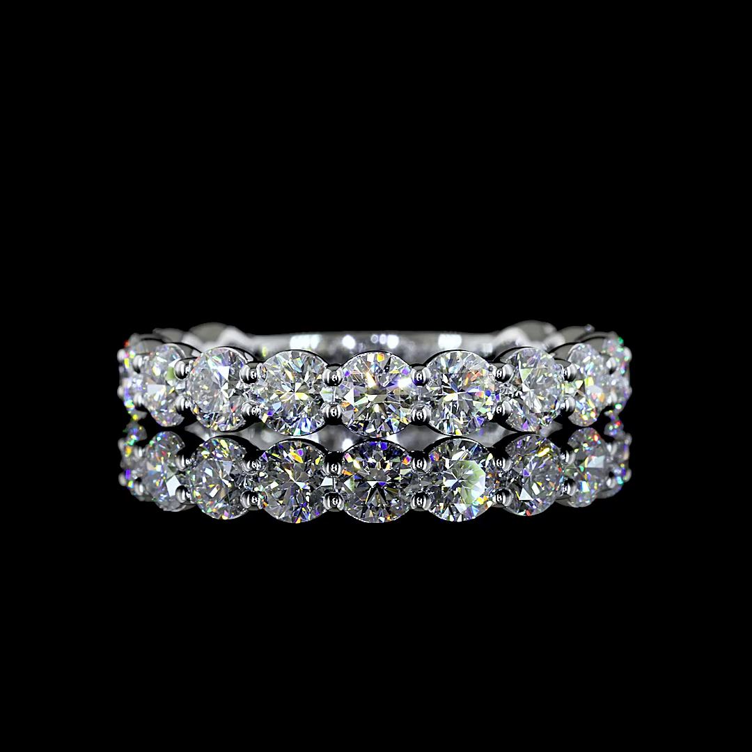 Lab-Grown 2.09 Carat Round E-VS Diamond 14K White Gold 3/4 Band Eternity Band