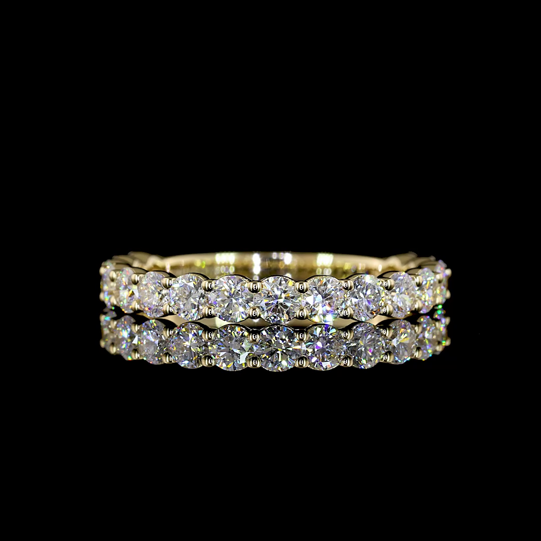 Lab-Grown 1.2 Carat Round F-VS2 Diamond 14K Yellow Gold 3/4 Band Eternity Band