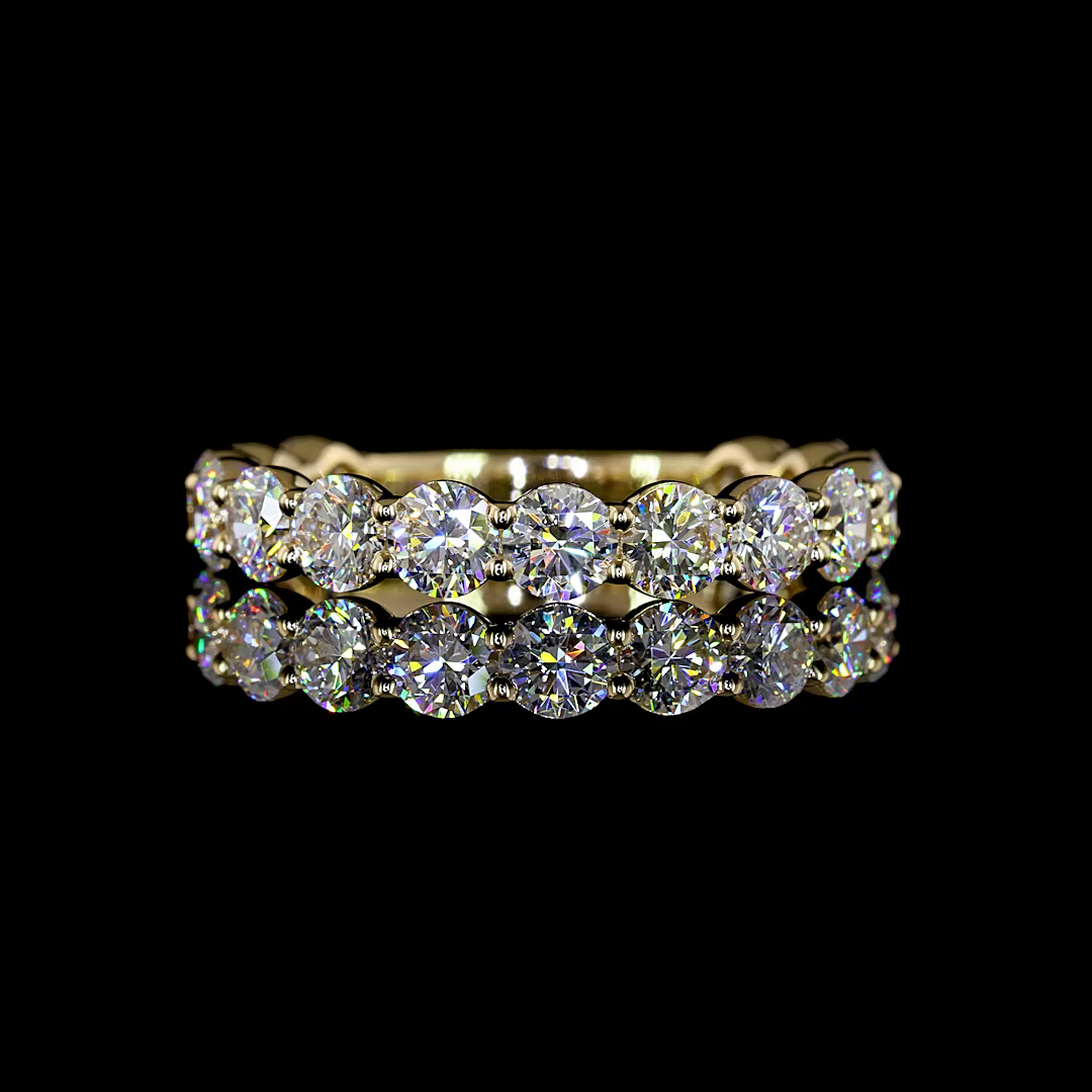 Lab-Grown 2.13 Carat Round E-VS Diamond 14K Yellow Gold 3/4 Band Eternity Band