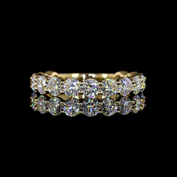 Lab-Grown 2.13 Carat Round E-VS Diamond 14K Yellow Gold 3/4 Band Eternity Band