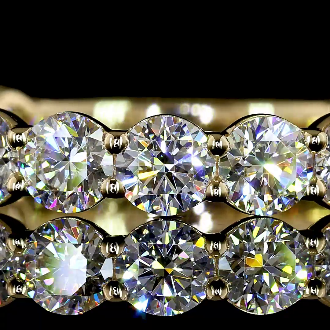 Lab-Grown 2.13 Carat Round E-VS Diamond 14K Yellow Gold 3/4 Band Eternity Band