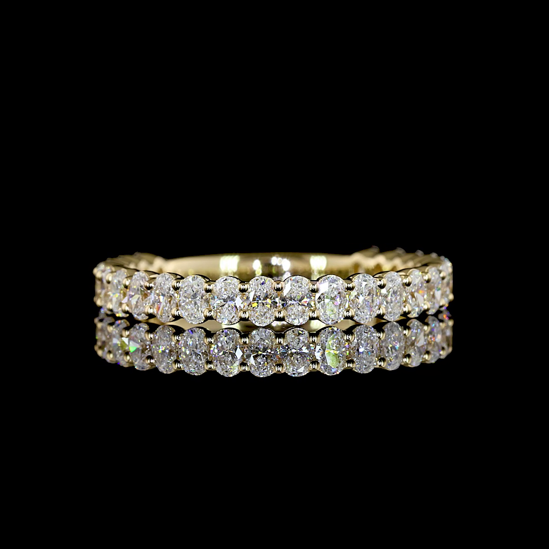 Lab-Grown 1.08 Carat Oval E-VS Diamond 14K Yellow Gold 3/4 Band Eternity Band
