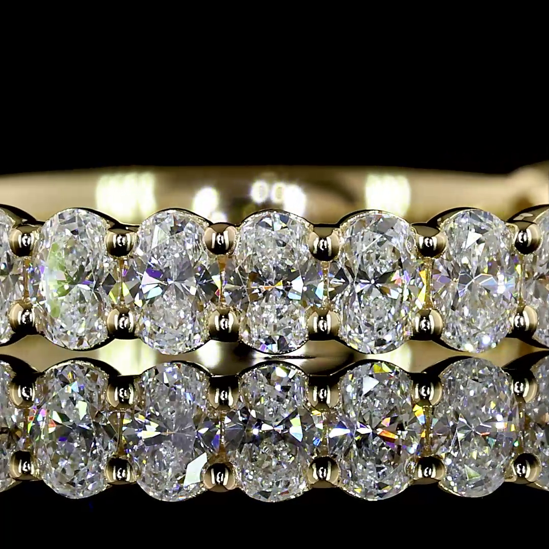 Lab-Grown 1.08 Carat Oval E-VS Diamond 14K Yellow Gold 3/4 Band Eternity Band