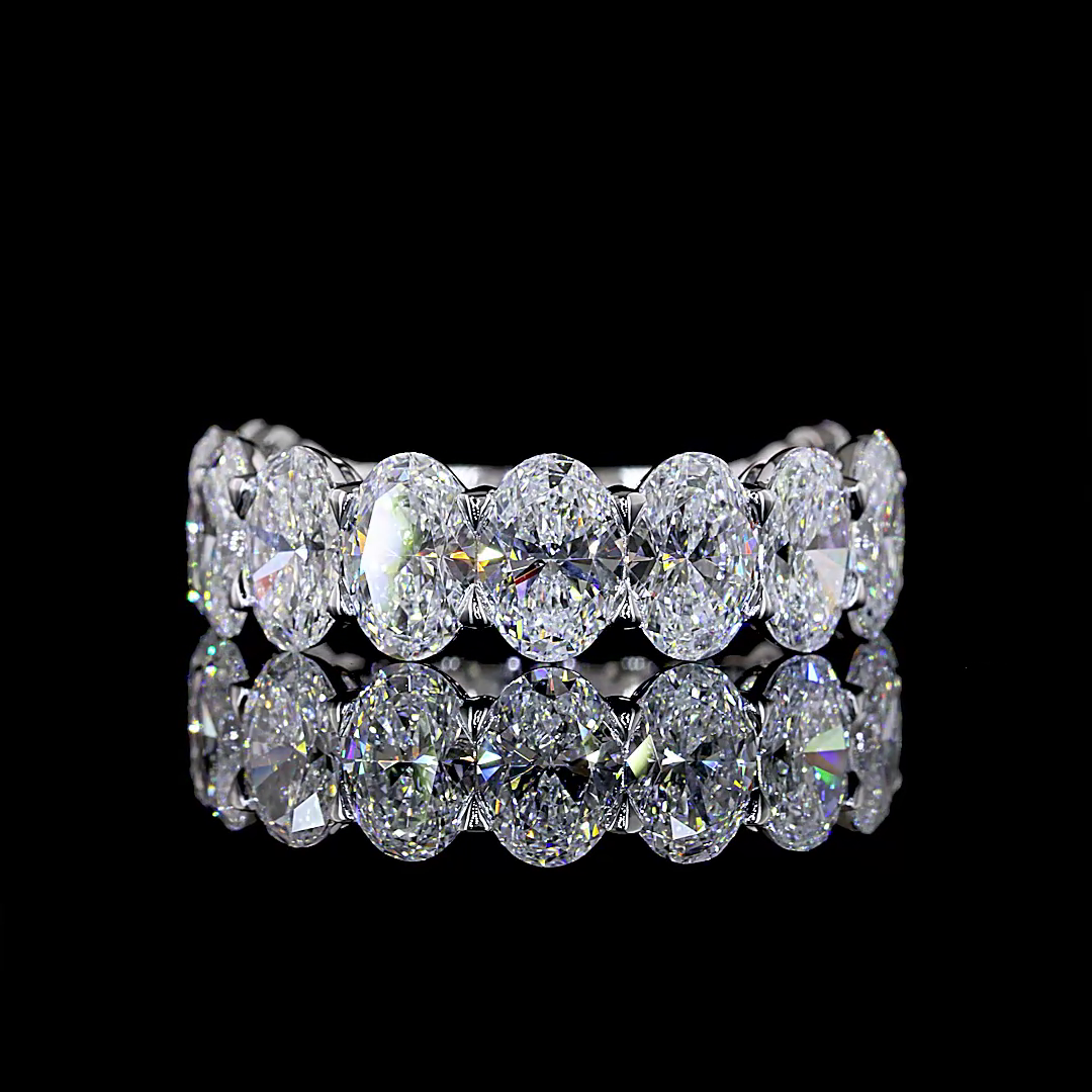 Lab-Grown 5.09 Carat Oval E-VS Diamond 14K White Gold 3/4 Band Eternity Band