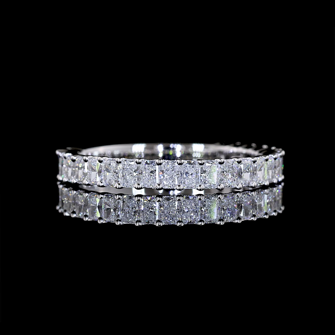 Lab-Grown 1.13 Carat Radiant E-VS Diamond 14K White Gold 3/4 Band Eternity Band
