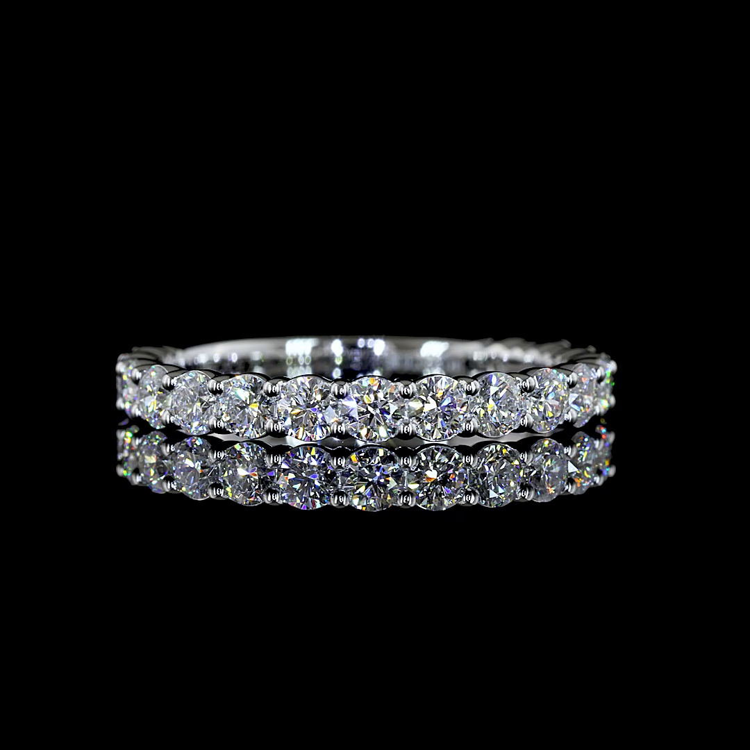 Lab-Grown 0.99 Carat Round E-VS Diamond 14K White Gold 3/4 Band Eternity Band