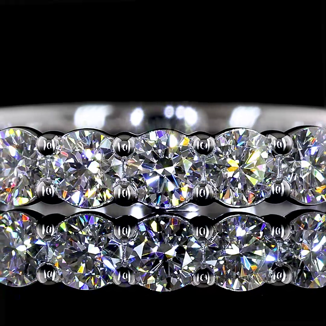 Lab-Grown 0.99 Carat Round E-VS Diamond 14K White Gold 3/4 Band Eternity Band