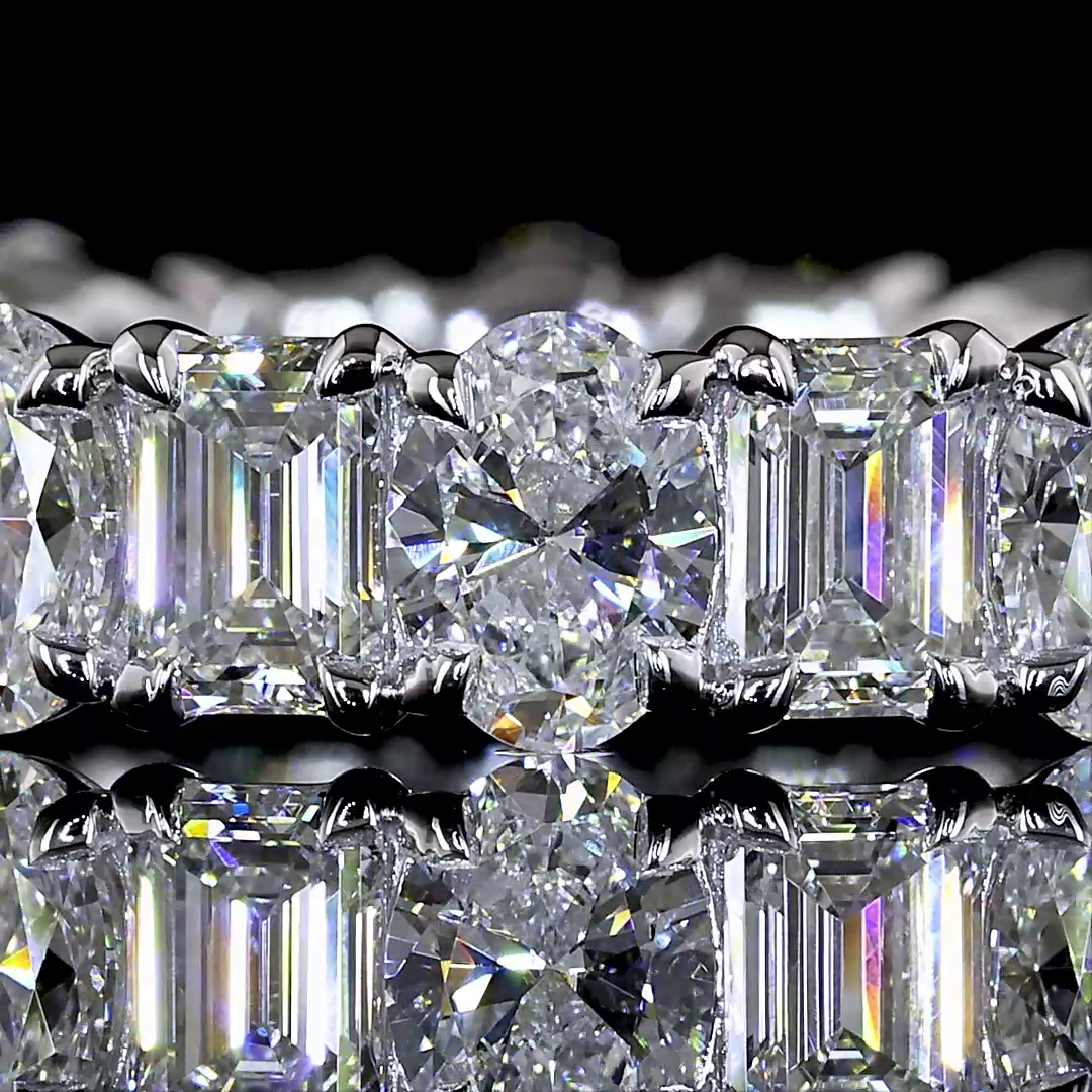 Lab-Grown 3.34 Carat Emerald E-VS Diamond 14K White Gold Eternity Band Eternity 