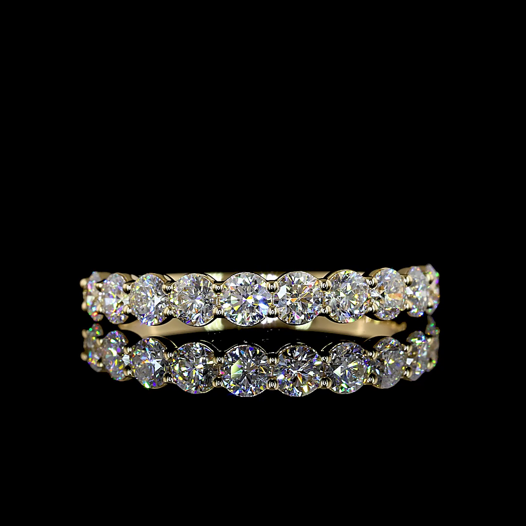 Lab-Grown 1 Carat Round E-VS Diamond 14K Yellow Gold Half Eternity Eternity Band