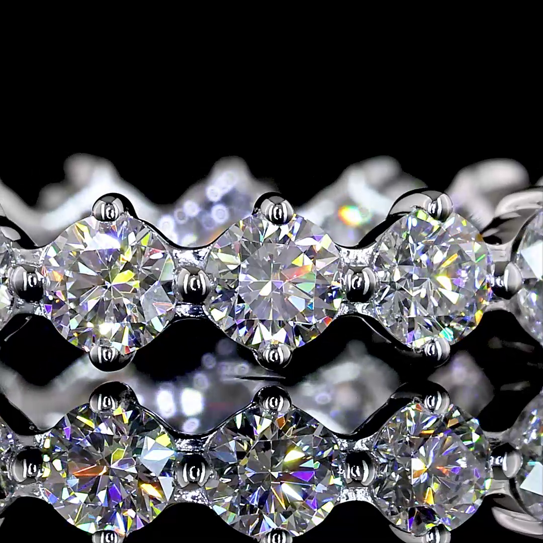 Lab-Grown 1.35 Carat Round D-VS1 Diamond 14K White Gold Eternity Band Eternity B
