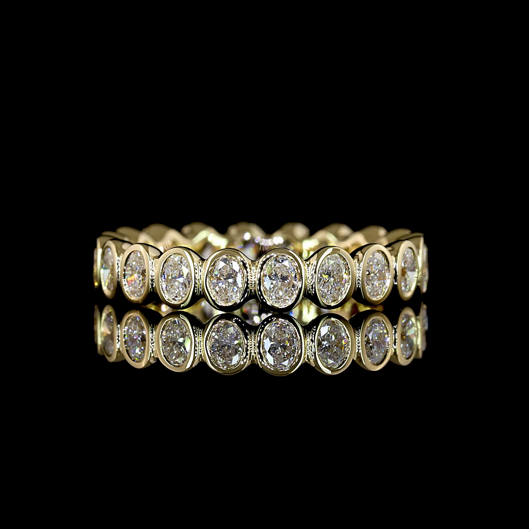 Lab-Grown 0.95 Carat Oval E-VS Diamond 14K Yellow Gold Eternity Band Eternity Ba