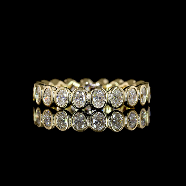 Lab-Grown 0.95 Carat Oval E-VS Diamond 14K Yellow Gold Eternity Band Eternity Ba