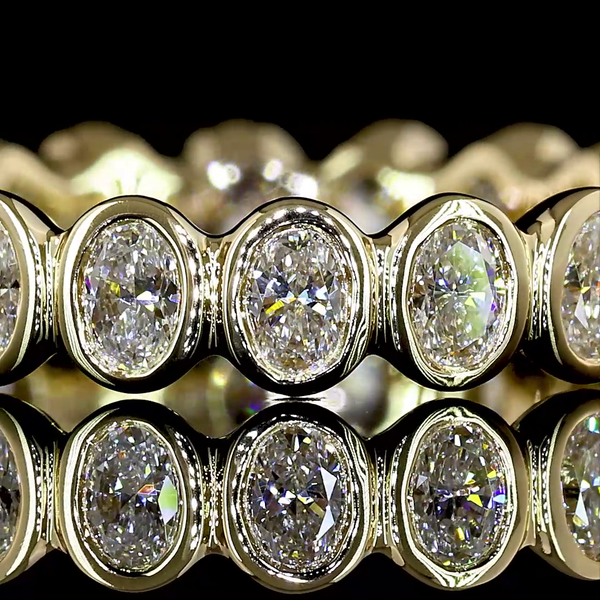 Lab-Grown 0.95 Carat Oval E-VS Diamond 14K Yellow Gold Eternity Band Eternity Ba