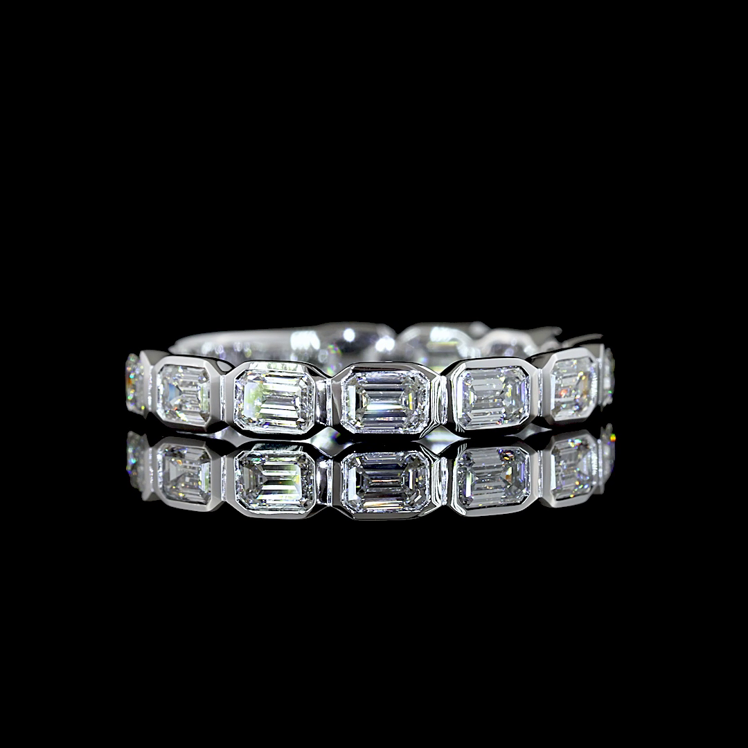 Lab-Grown 1.06 Carat Emerald E-VS1 Diamond 14K White Gold 3/4 Band Eternity Band