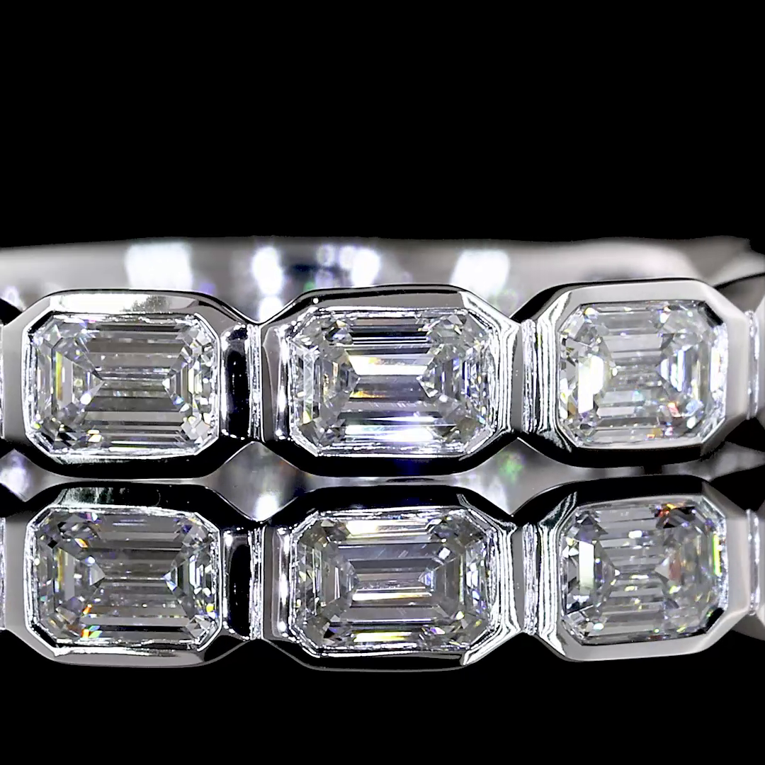 Lab-Grown 1.06 Carat Emerald E-VS1 Diamond 14K White Gold 3/4 Band Eternity Band