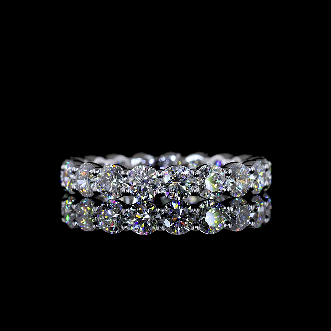 Lab-Grown 2.09 Carat Round E-VS1 Diamond 14K White Gold Eternity Band Eternity B