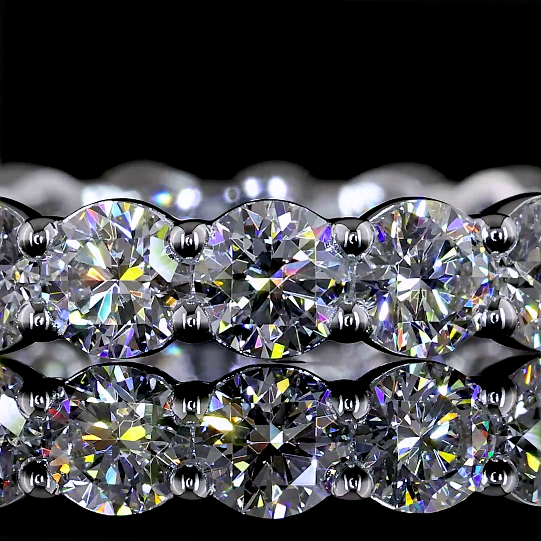 Lab-Grown 2.09 Carat Round E-VS1 Diamond 14K White Gold Eternity Band Eternity B