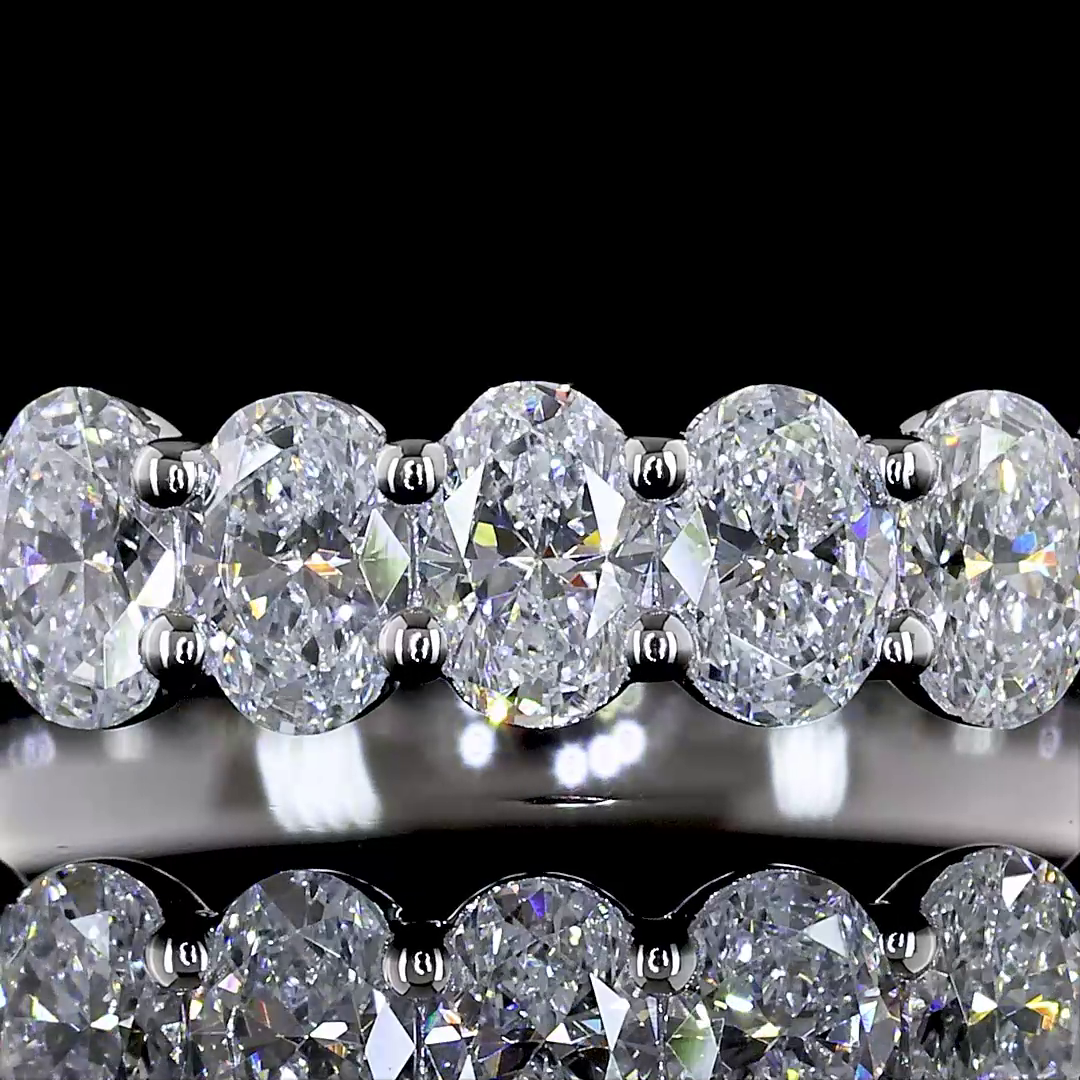 Lab-Grown 1.08 Carat Oval E-VS Diamond 14K White Gold 3/4 Band Eternity Band