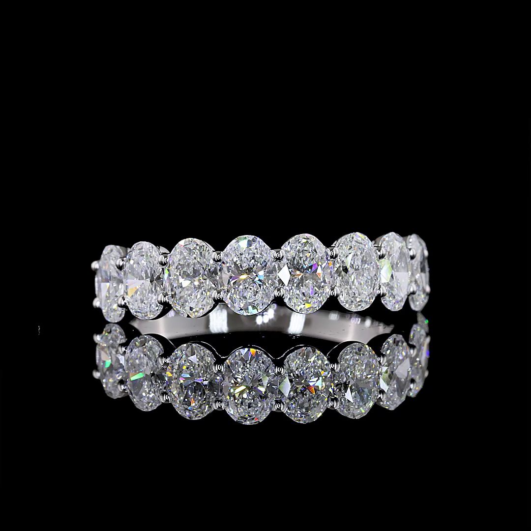 Lab-Grown 2 Carat Oval E-VS Diamond 14K White Gold Half Eternity Eternity Band