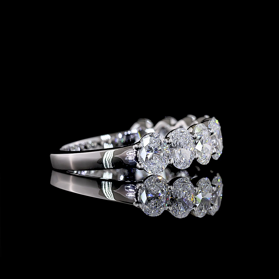 Lab-Grown 2 Carat Oval E-VS Diamond 14K White Gold Half Eternity Eternity Band