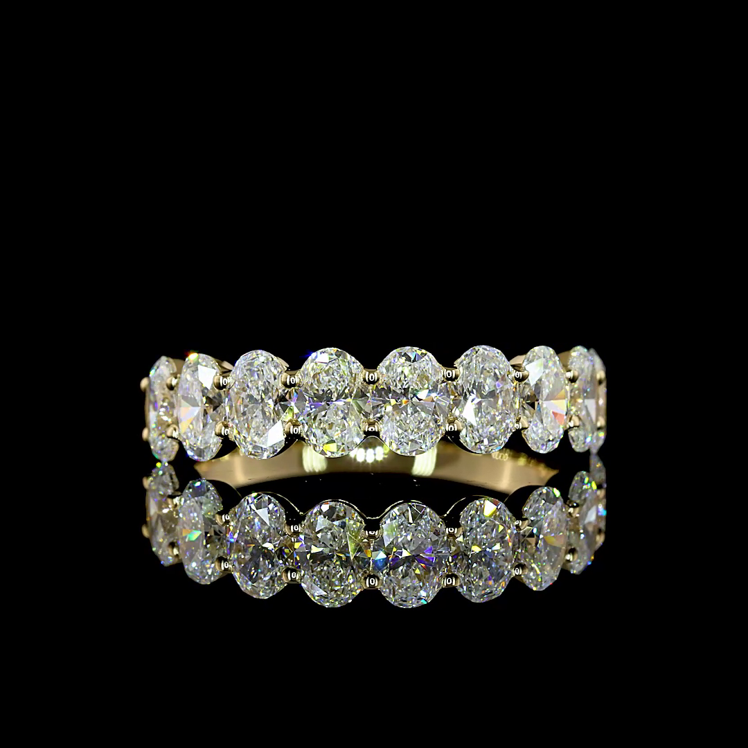 Lab-Grown 2.05 Carat Oval E-VS Diamond 14K Yellow Gold Half Eternity Band
