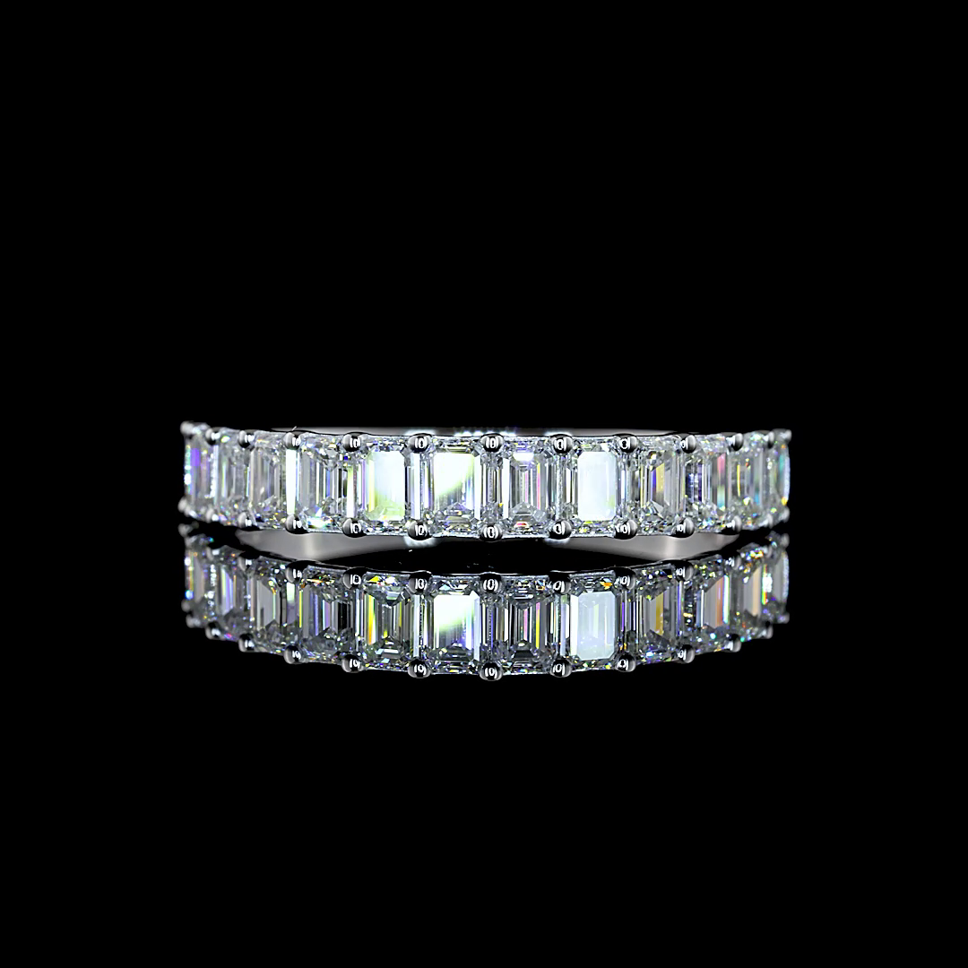 Lab-Grown 1.06 Carat Emerald E-F-VS Diamond 14K White Gold Half Eternity Band