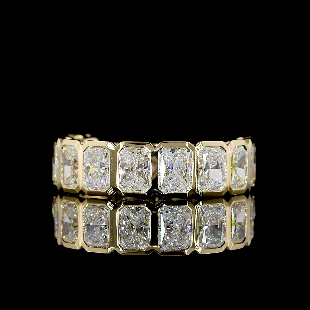 Lab-Grown 3.59 Carat Radiant E-VS Diamond 14K Yellow Gold 3/4 Band Eternity Band