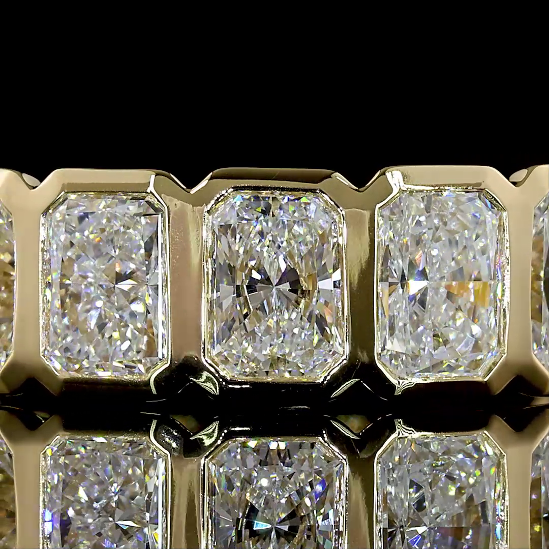 Lab-Grown 3.59 Carat Radiant E-VS Diamond 14K Yellow Gold 3/4 Band Eternity Band