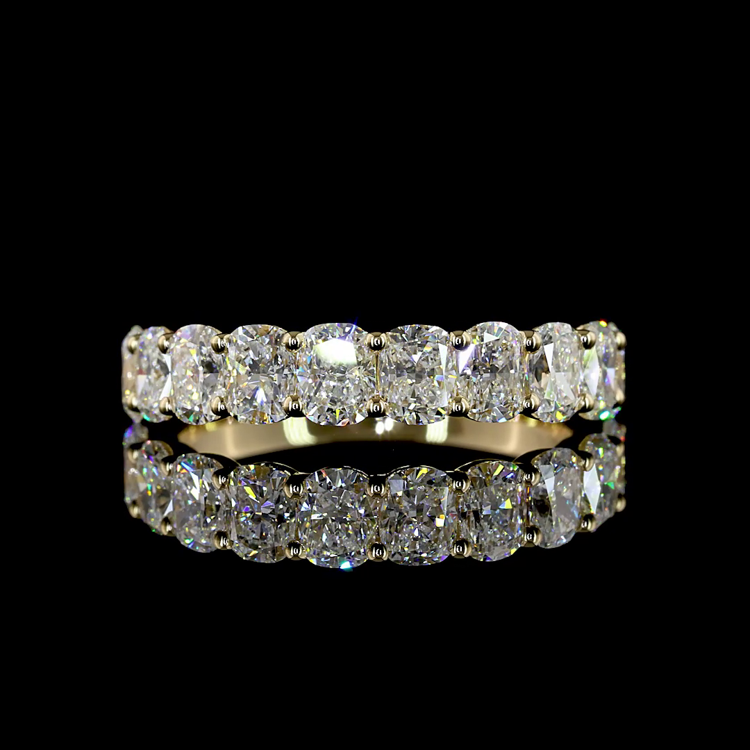 Lab-Grown 2.07 Carat Cushion Brilliant E-VS Diamond 14K YG Half Eternity Band