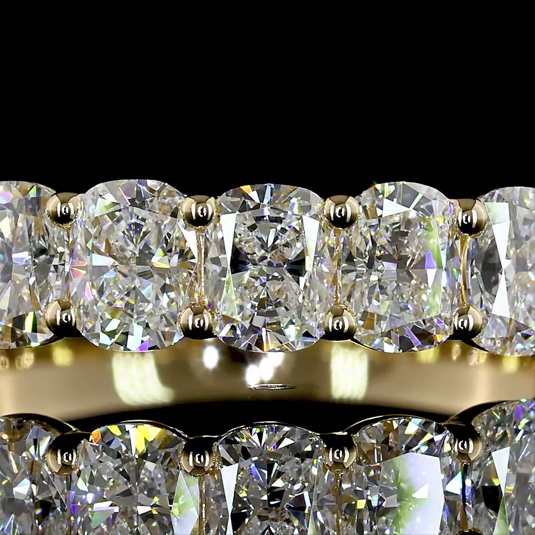 Lab-Grown 2.07 Carat Cushion Brilliant E-VS Diamond 14K YG Half Eternity Band
