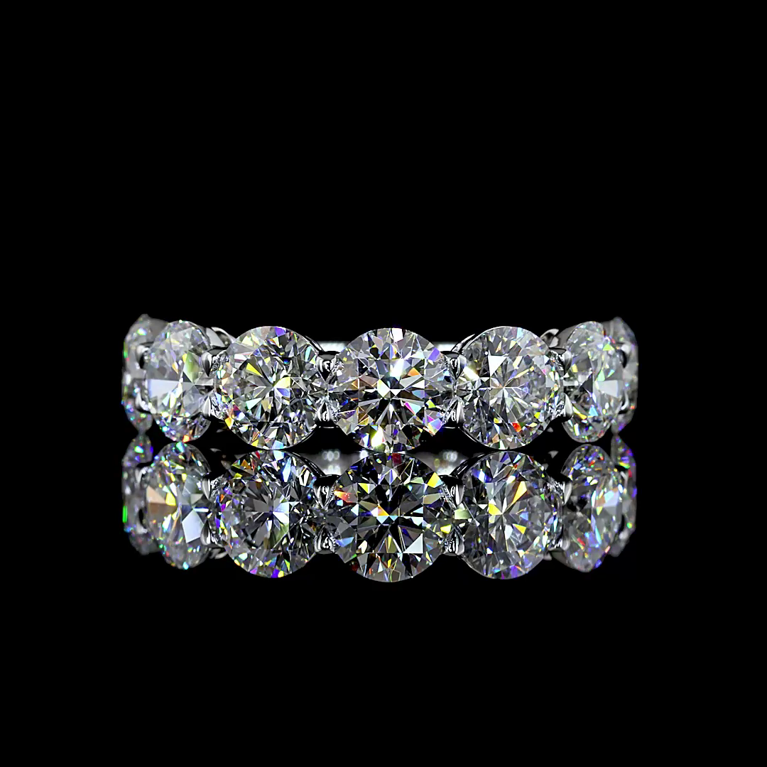 Lab-Grown 4.09 Carat Round E-VS Diamond 14K White Gold 7 Stones Eternity Band
