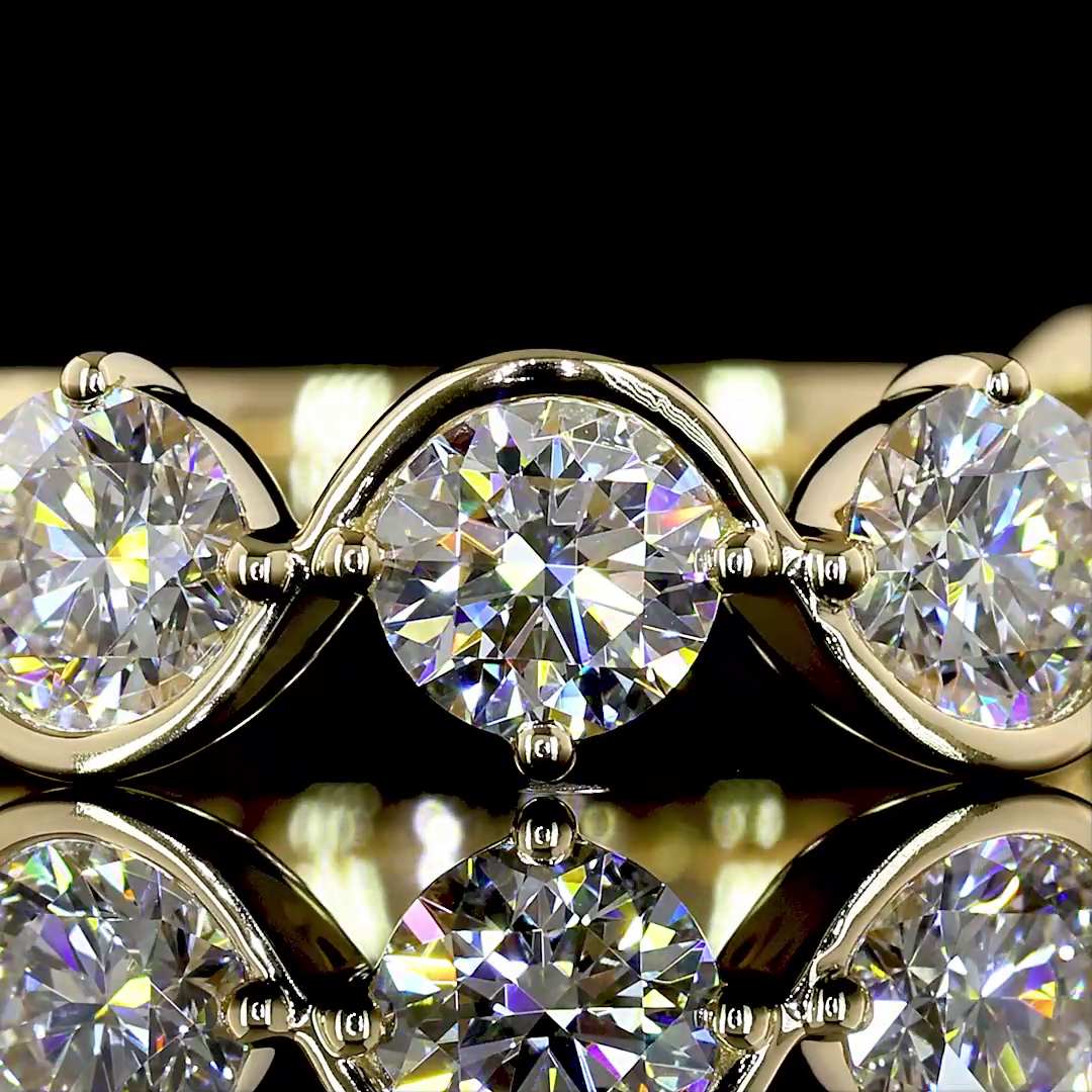 Lab-Grown 2.24 Carat Round E-F-VS Diamond 14K Yellow Gold 3/4 Band Eternity Ring