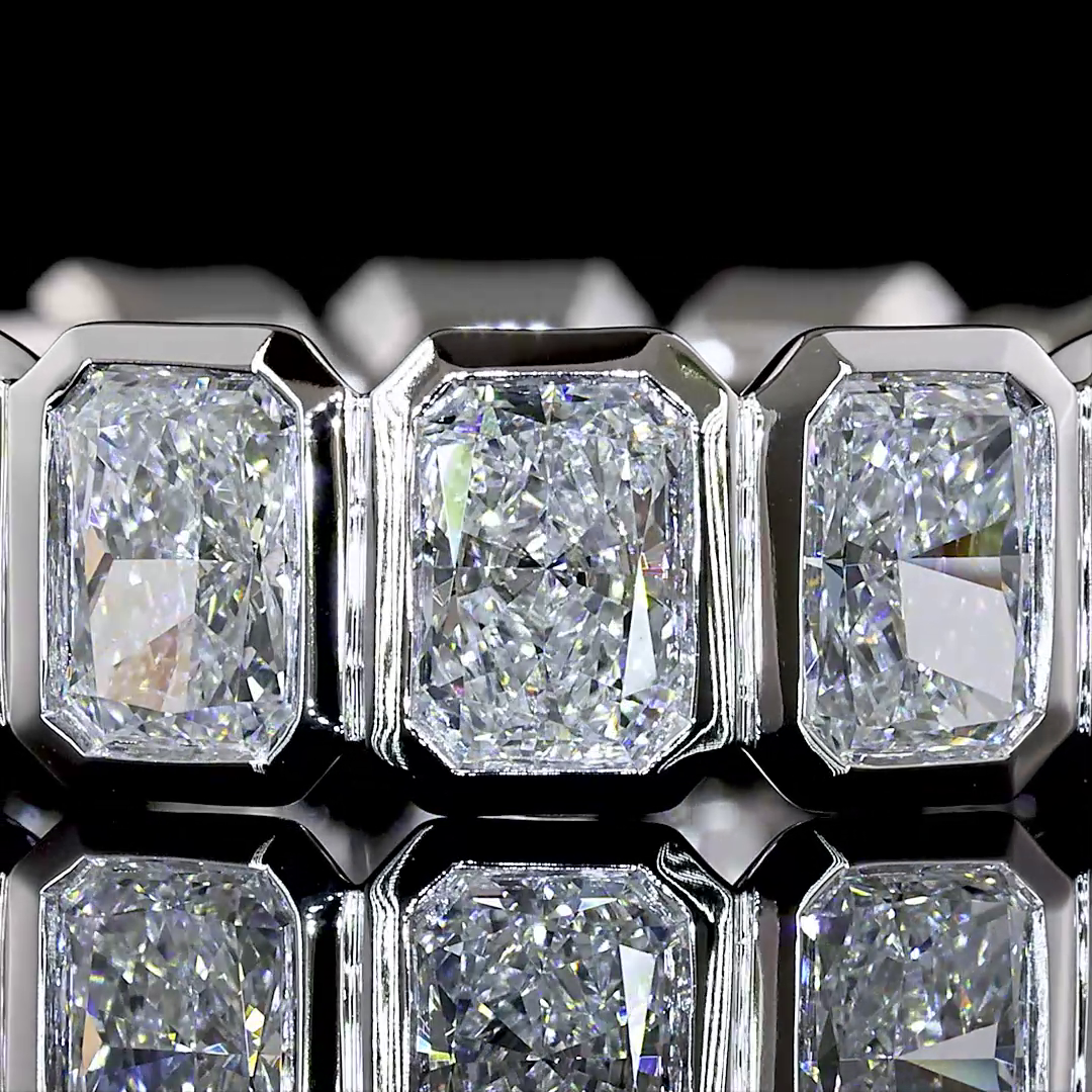 Lab-Grown 4.68 Carat Radiant E-F-VS Diamond 14K White Gold Eternity Band