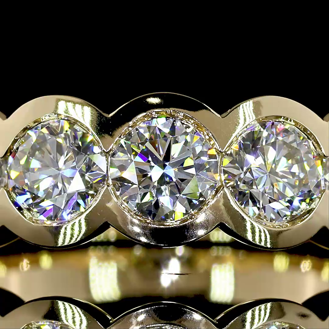 Lab-Grown 2.1 Carat Round E-F-VS Diamond 14K Yellow Gold 7 Stones Eternity Ring