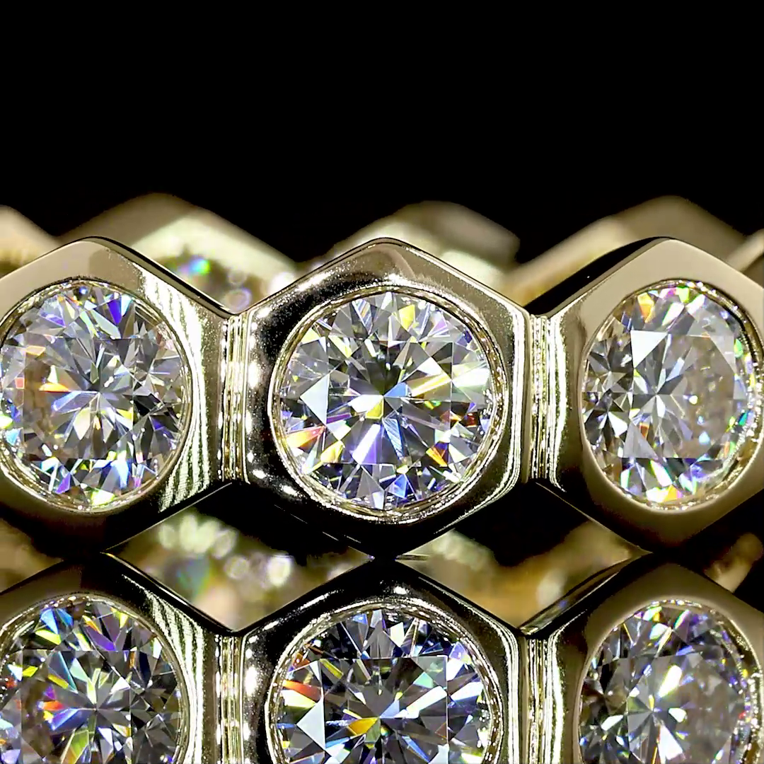 Lab-Grown 2.92 Carat Round E-VS Diamond 14K Yellow Gold Eternity Band