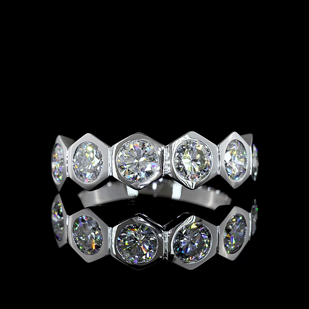 Lab-Grown 1.82 Carat Round E-F-VS2 Diamond 14K White Gold Half Eternity Ring